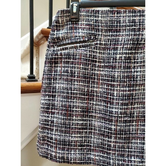 Loft Women's Black & White 100% Polyester Front Pockets Straight Skirt Size 8P - Picture 2 of 9